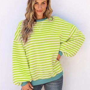 Striped Lime Green and White Sweater